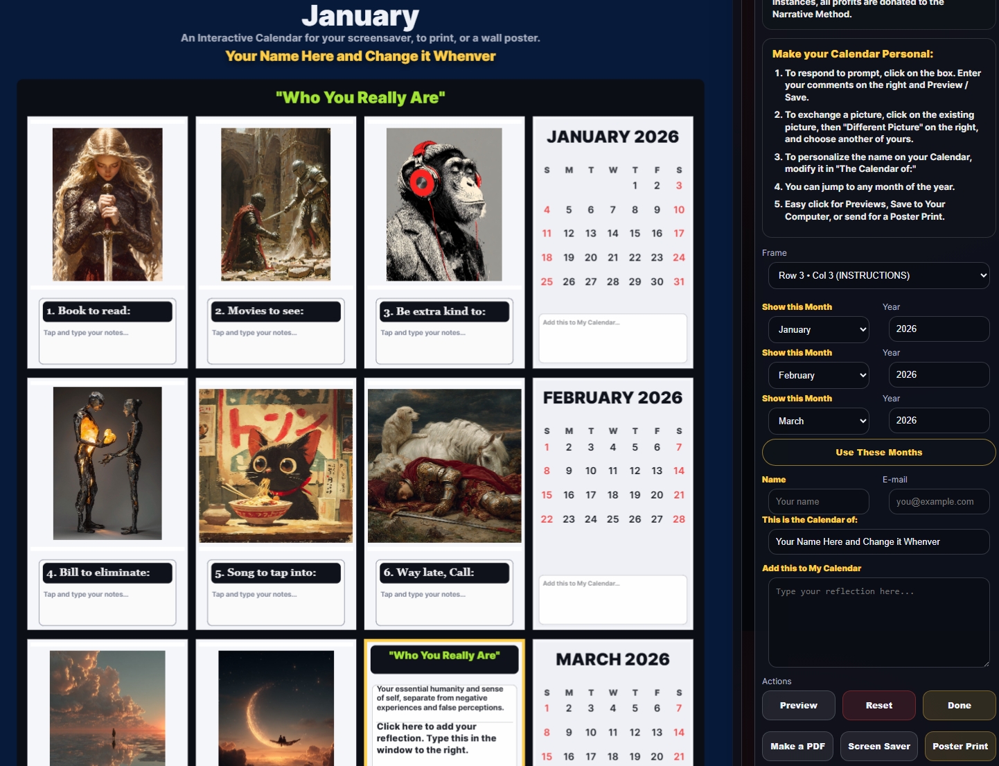 Digital Calendar Sample preview